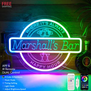 Custom Bar Neon Sign,Man Cave Neon Sign,Cocktail Beer Whiskey Men's sign,Father's Day Gifts for him sons husband boys,nightclubs neon sign