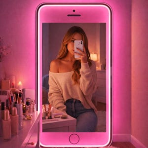 Custom iPhone Style Mirror Led Neon Sign,Y2K Room Decor,housewarming gift,Girlfriend gift