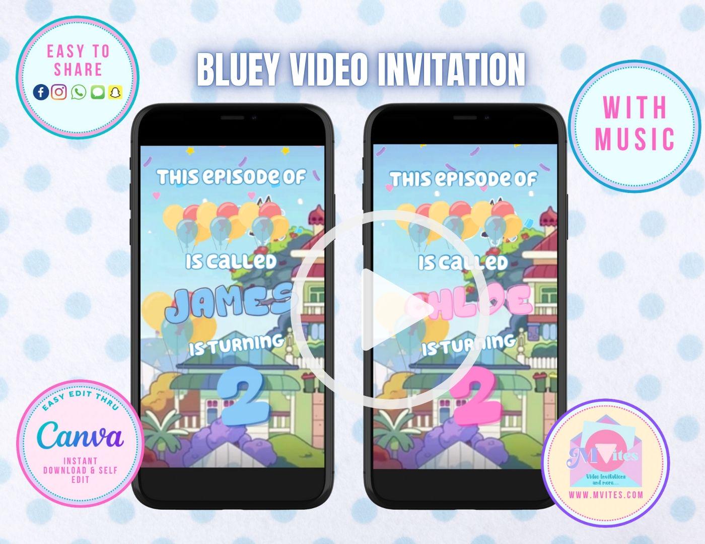 Blue Dog Invitation Template with Music