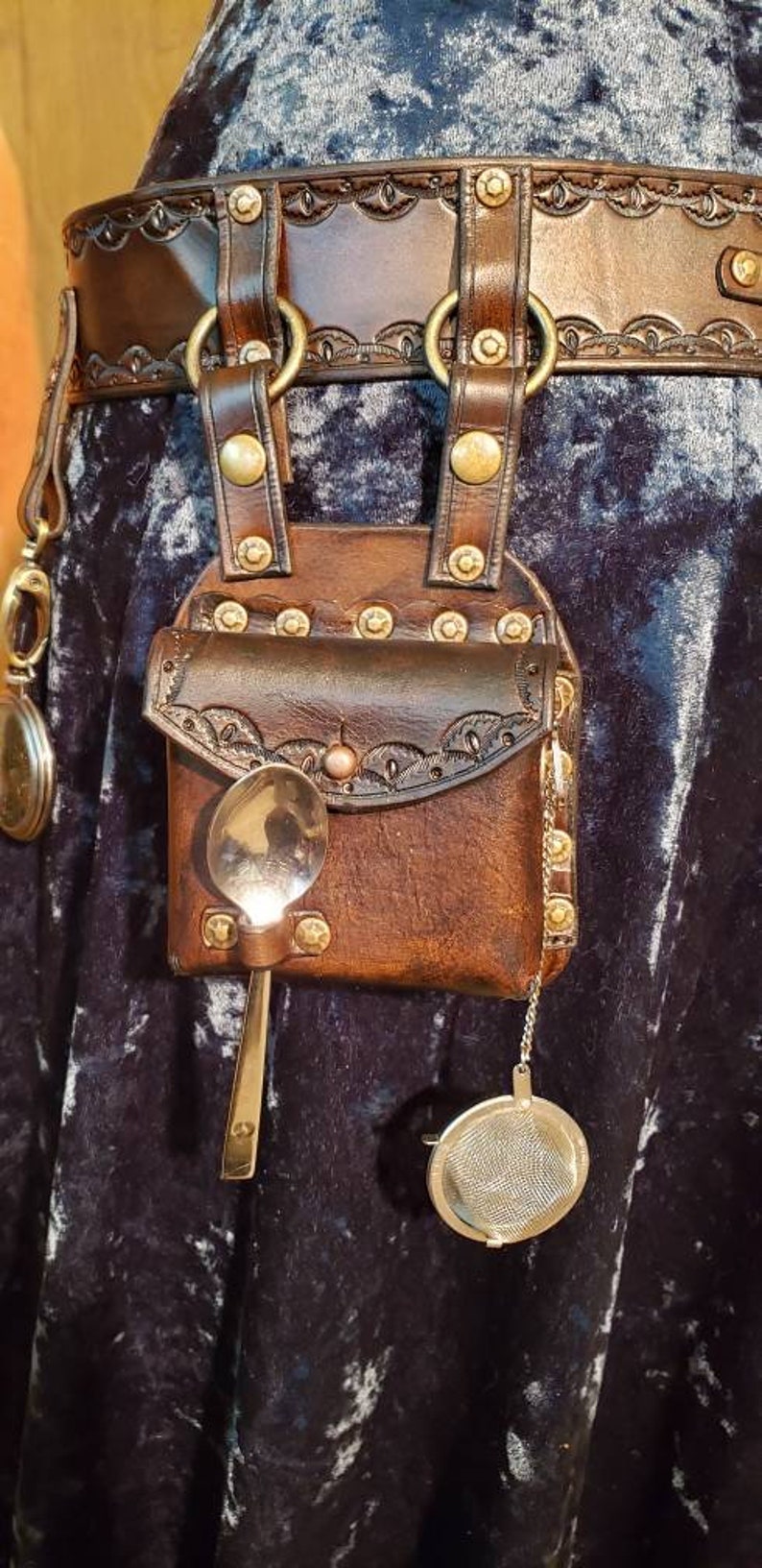 Steampunk Leather Tea Dueling Belt with Holster and Tea | Etsy