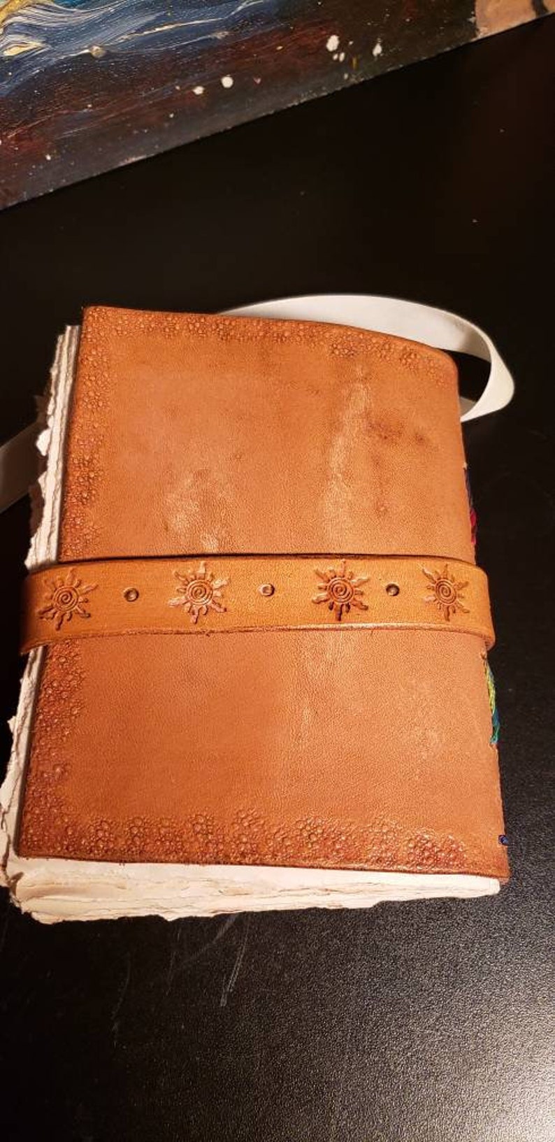 Leather Zodiac Journal Virgo Astrology Journal Hand Crafted Blank Journal OOAK Book Of Shadows Small image 3