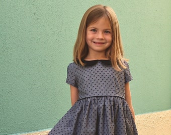 Girls dress pattern, VINTAGE KATE Dress, toddler dress pattern, Peter Pan collar, sewing pattern, instant download PDF, vintage style