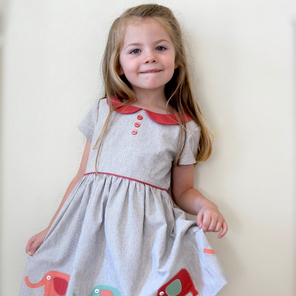 Girls Dress Pattern, VINTAGE KATE Dress, toddler dress pattern, Peter Pan collar, PDF sewing pattern, instant download, vintage style