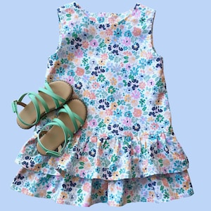 Mädchenkleid-Muster, The MURIELLE DRESS, Mädchen-Schnittmuster, sofortiger digitaler PDF-Download, viele Optionen, Mädchen-Größen 3-8