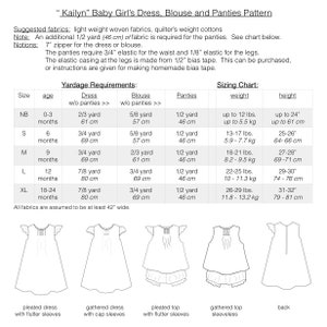 Baby Pattern, the KAILYN DRESS or BLOUSE With Panties, Digital Sewing ...
