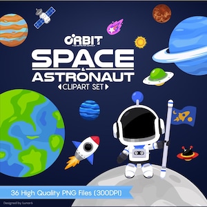 Espace et astronaute - Digital Bundle, Clipart, PNG