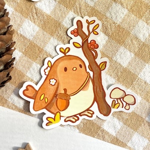 Niedlicher Rotkehlchen-Druide-Sticker - Handgemachter Vinyl Sticker für Journaling, Scrapbooking & Laptops