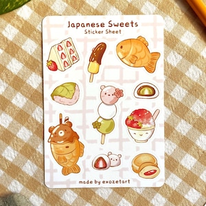 Foglio di adesivi carini con dolci giapponesi - Foglio di adesivi per diario, planner e scrapbooking - Foglio di adesivi con dolci giapponesi
