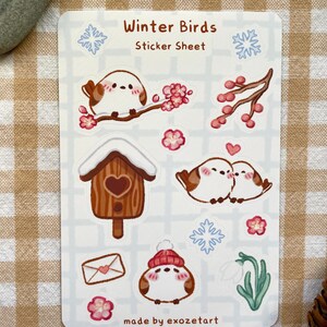 Niedliche Winter Vögel Sticker Sheet - Handgemachter Stickerbogen für Journal, Planner & Scrapbooking - Druid