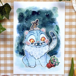 Cute Tiger and Bird Fine Art Print - DIN A6/A5 Print - Small Art Print