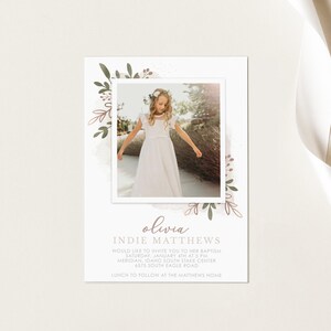 Editable Olivia LDS Baptism Invitation Template: Instant Download