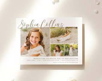 Editable Sophia LDS Baptism Invitation Template: Instant Download