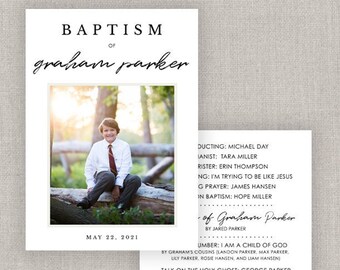 Editable Graham LDS Baptism Program Template: Instant Download