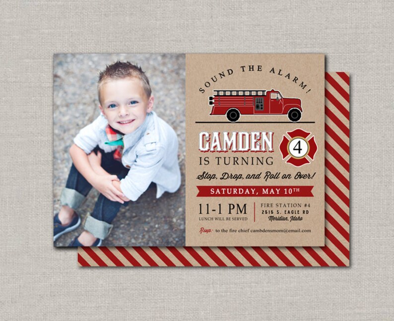 Fire Engine Birthday Invitation image 0