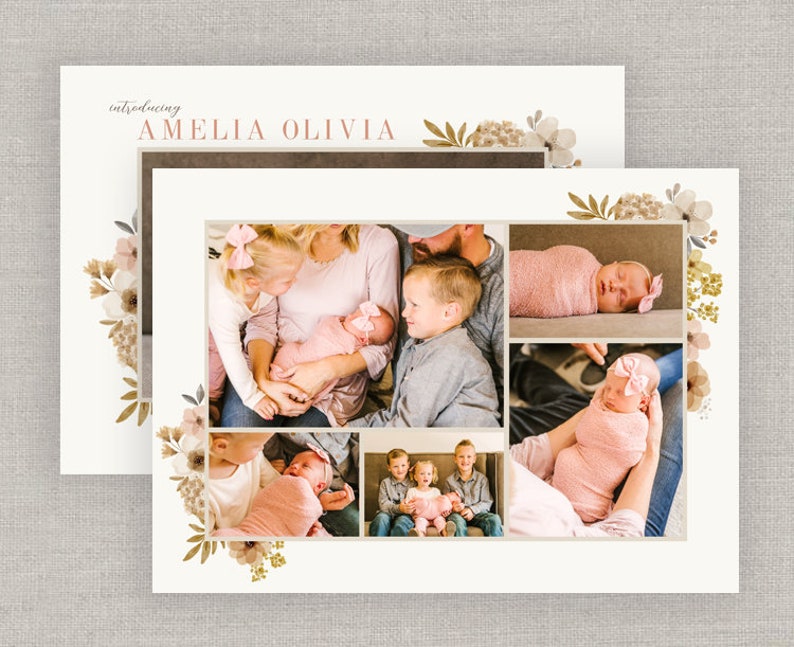 Editable Baby Girl Amelia Birth Announcement Template: Instant Download image 2