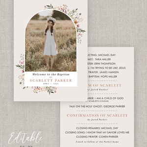 Editable Scarlett LDS Baptism Program Template: Instant Download