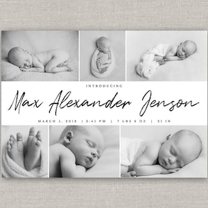 Modèle modifiable d'annonce de naissance Max : téléchargement immédiat