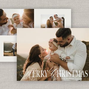 Tarjeta fotográfica navideña con inicio de guión
