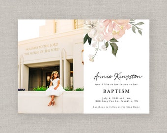 Editable Annie LDS Baptism Invitation Template: Instant Download