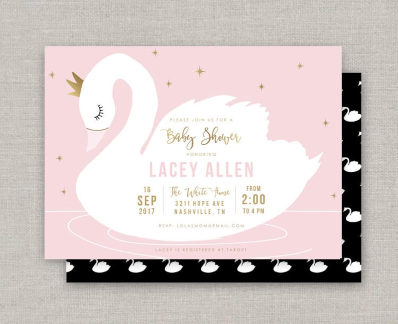 Swan Baby Shower Invitation image 1