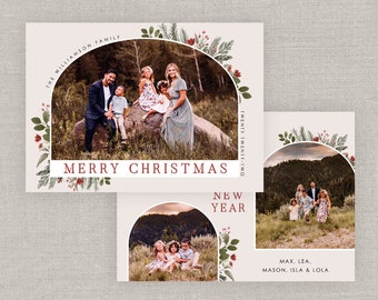 Editable Floral Arch Christmas Card Template: Instant Download