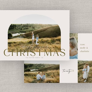 Bogen Weihnachtskarte Vorlage für Photoshop: Sofort Download