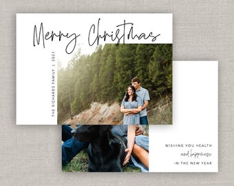 Editable Corner Christmas Card Template: Instant Download