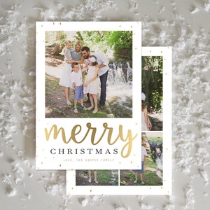 Gold Confetti Christmas Card Template for Photoshop: Instant Download