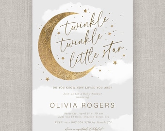 Twinkle Twinkle Little Star Neutral Baby Shower Invitation