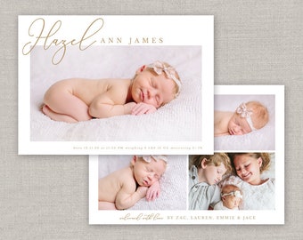 Editable Baby Girl Hazel Birth Announcement Template: Instant Download