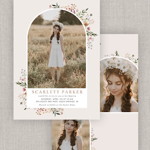 Editable Scarlett LDS Baptism Invitation Template: Instant Download