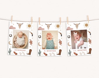 Cowgirl First Year Photo Banner: Instant Download