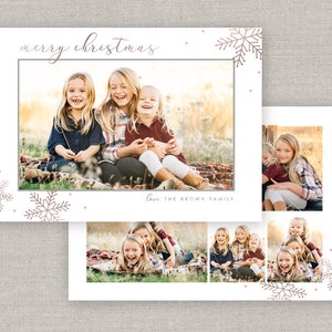 Snowflakes Christmas Card Template for Photoshop: Instant Download