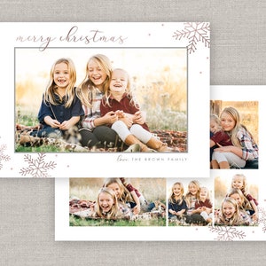 Schneeflocken Weihnachtskarten Vorlage für Photoshop: Sofortiger Download