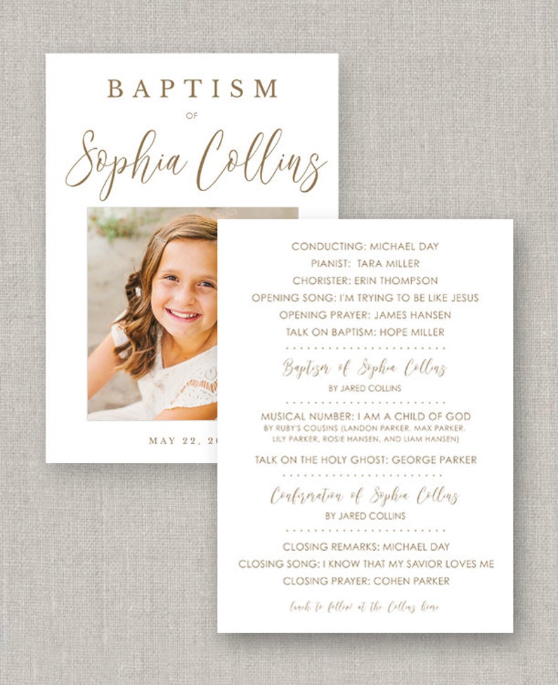 Editable Sophia LDS Baptism Program Template: Instant Download image 2
