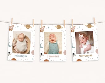First Year Around the Sun Space First Year Photo Banner: Instant Download