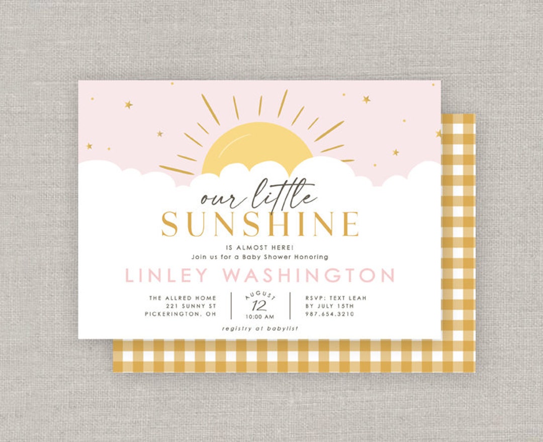 Editable Sunshine Baby Shower Invitation Template: Instant Download - Etsy
