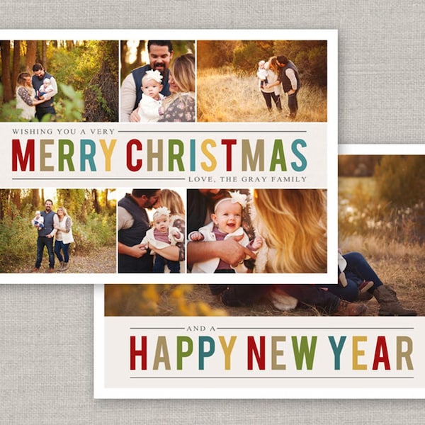 Editable Christmas Collage Card Template: Instant Download