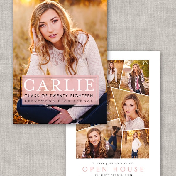 Carlie Graduation Announcement Template for Photoshop: Instant Download