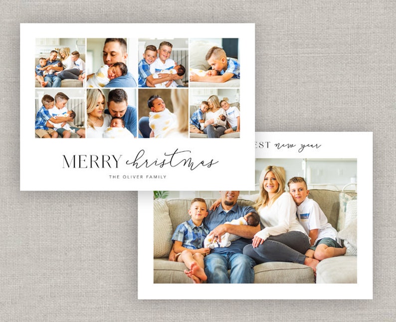 Christmas Collage Card Template for Photoshop: Instant Download image 1