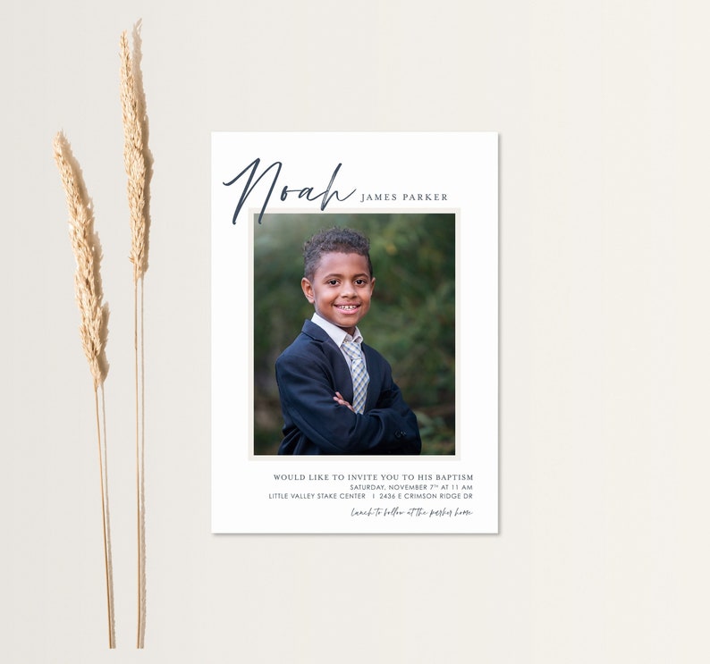 Editable Noah LDS Baptism Invitation Template: Instant Download image 1