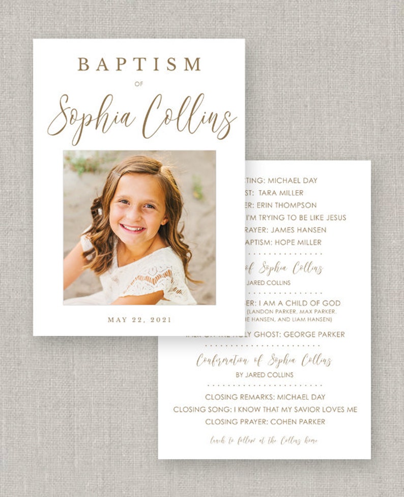 Editable Sophia LDS Baptism Program Template: Instant Download image 1