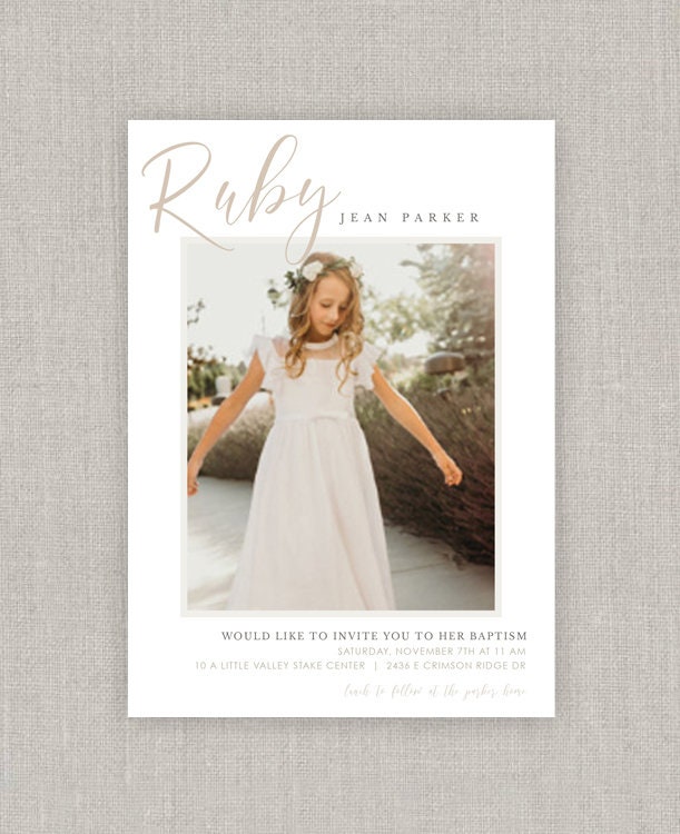 Editable Ruby LDS Baptism Invitation Template: Instant Download