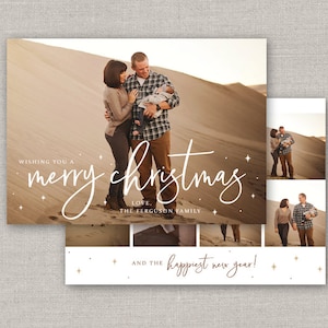 Scripted Christmas Card Template for Photoshop: Instant Download