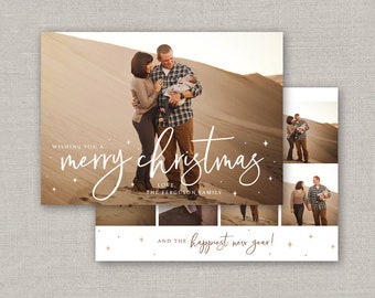 Scripted Christmas Card Template for Photoshop: Instant Download