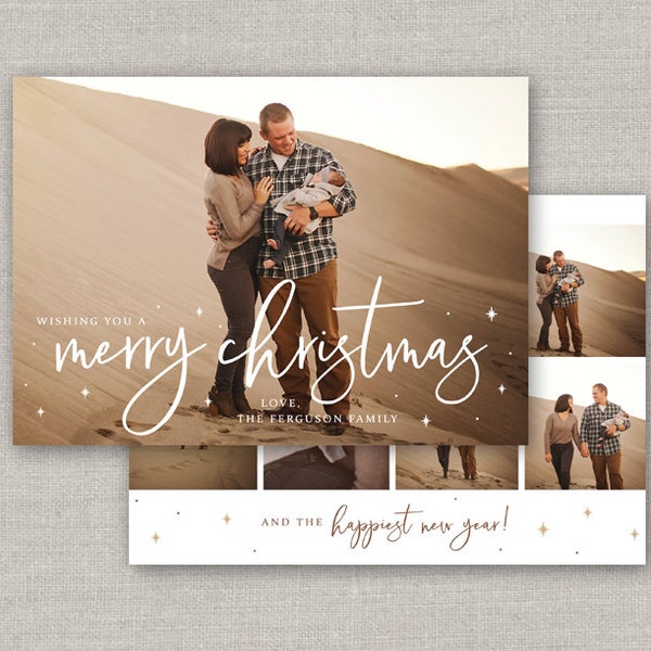 Scripted Christmas Card Template for Photoshop: Instant Download