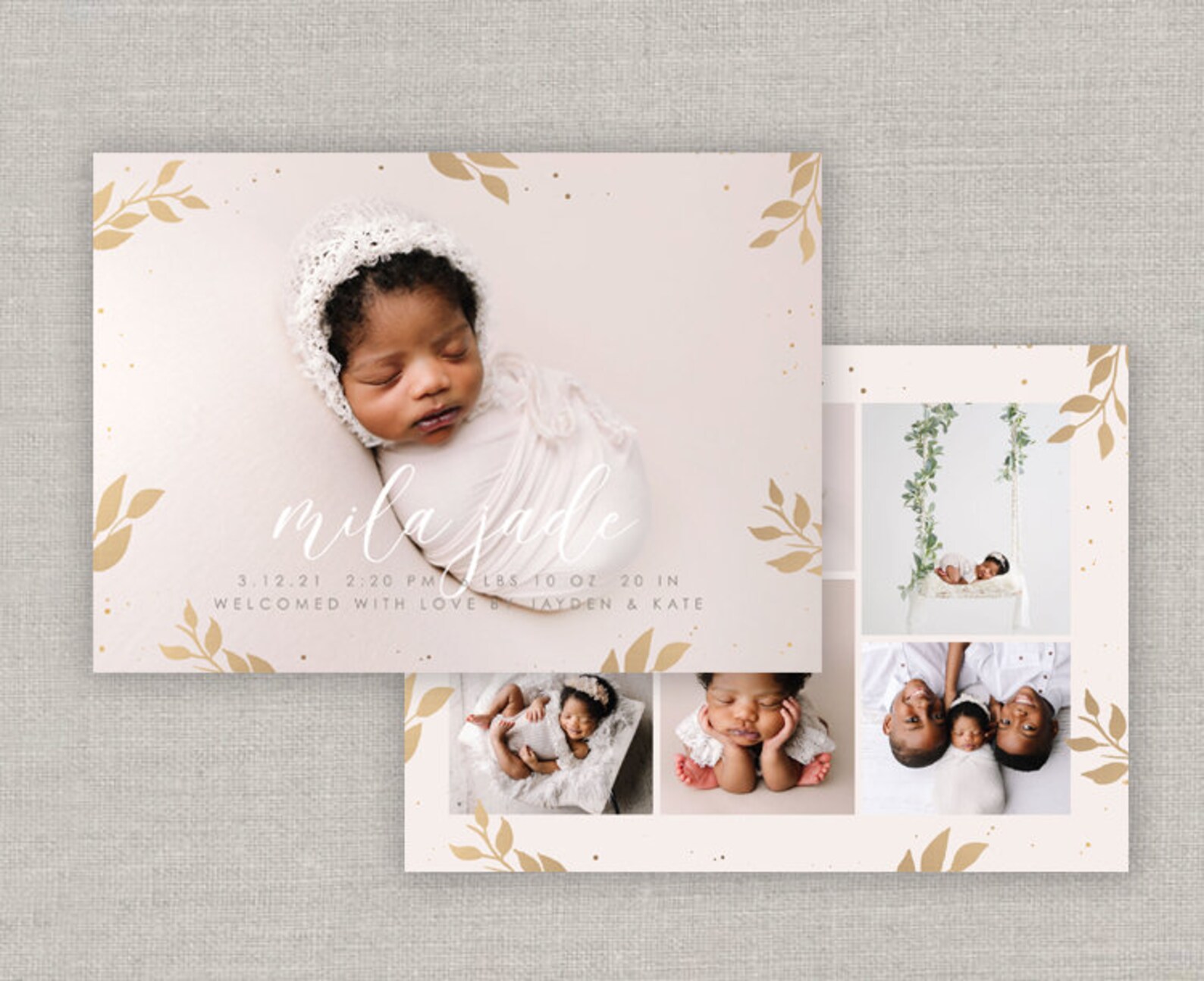 Editable Baby Girl Mila Birth Announcement Template Instant Etsy