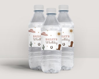 Editable Cowgirl Birthday Party Water Bottle Labels: Instant Download