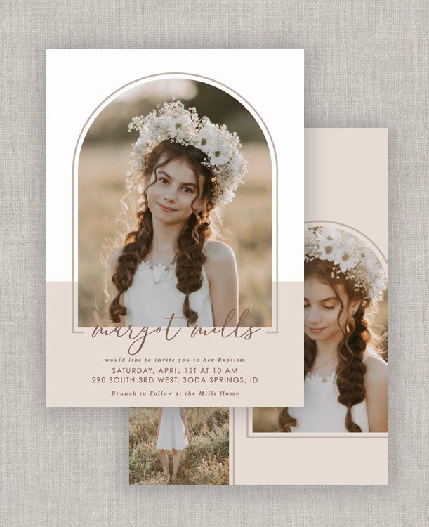 Editable Margot LDS Baptism Invitation Template: Instant Download