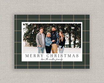 Green Plaid Christmas Photo Card